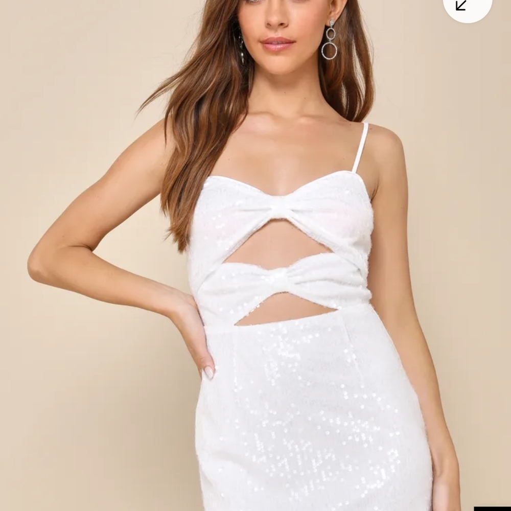 White Sequin Cutout Honeymoon/Bridal Dress